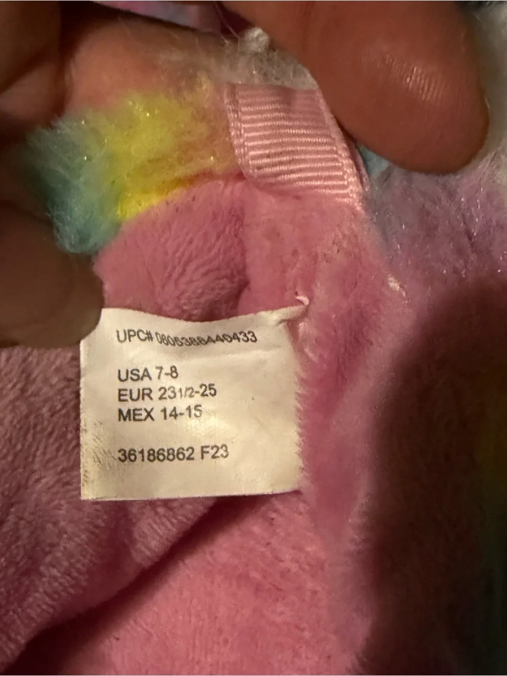 Rainbow Pastel Unicorn Plush Slippers by Wonder Nation